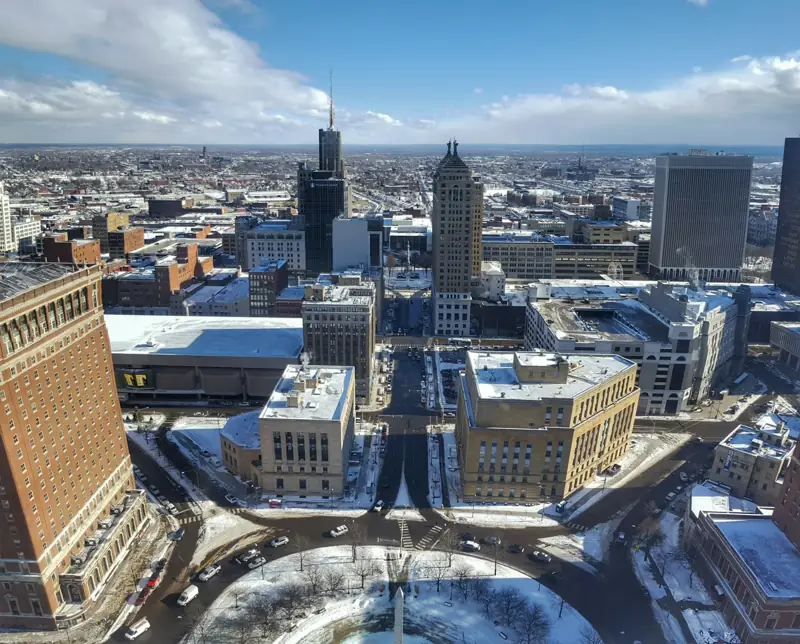 Aerial view of downtown Buffalo